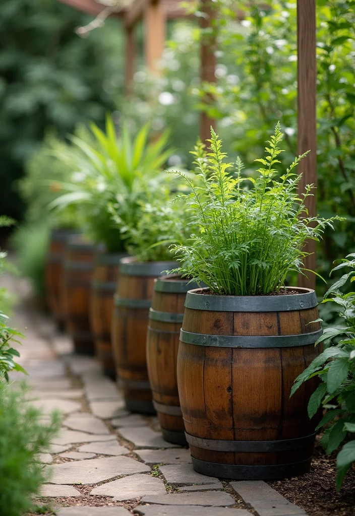 10 Whiskey Barrel Planter Ideas for Rustic Outdoor Charm 78 10 Whiskey Barrel Planter Ideas for Rustic Outdoor Charm - 8. Upcycled Planter Stands