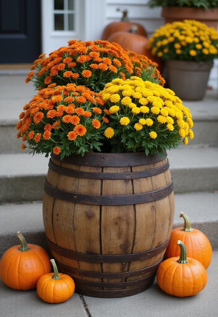 10 Whiskey Barrel Planter Ideas for Rustic Outdoor Charm 89 10 Whiskey Barrel Planter Ideas for Rustic Outdoor Charm - 9. Seasonal Decor Displays