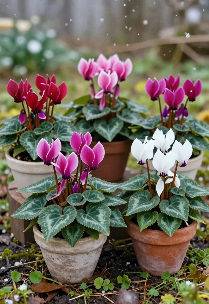 10 Winter Planter Ideas for Cold Weather Greenery 34 10 Winter Planter Ideas for Cold Weather Greenery - 4. Charming Cyclamen