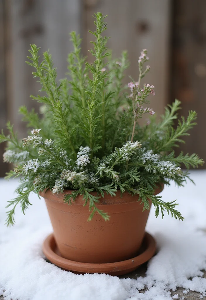 10 Winter Planter Ideas for Cold Weather Greenery 45 10 Winter Planter Ideas for Cold Weather Greenery - 5. Rustic Herb Planters
