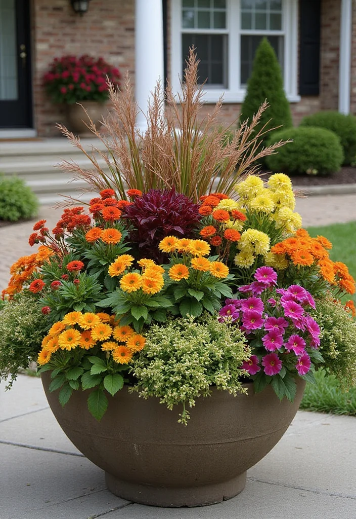 12 Fall Planter Ideas With Simple Seasonal Color - 10. Bold Annuals and Perennials