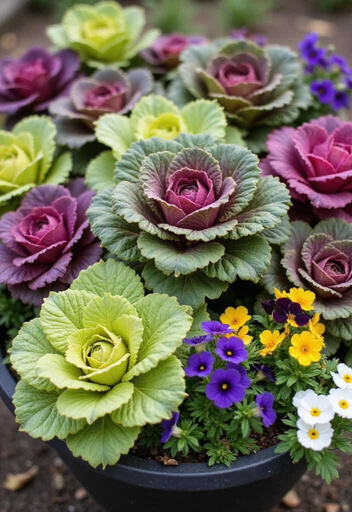 12 Fall Planter Ideas With Simple Seasonal Color - 11. Colorful Ornamental Cabbages