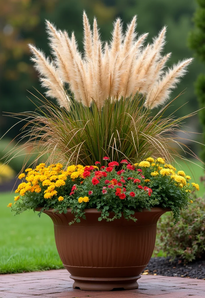 12 Fall Planter Ideas With Simple Seasonal Color - 12. Seasonal Textures with Grasses