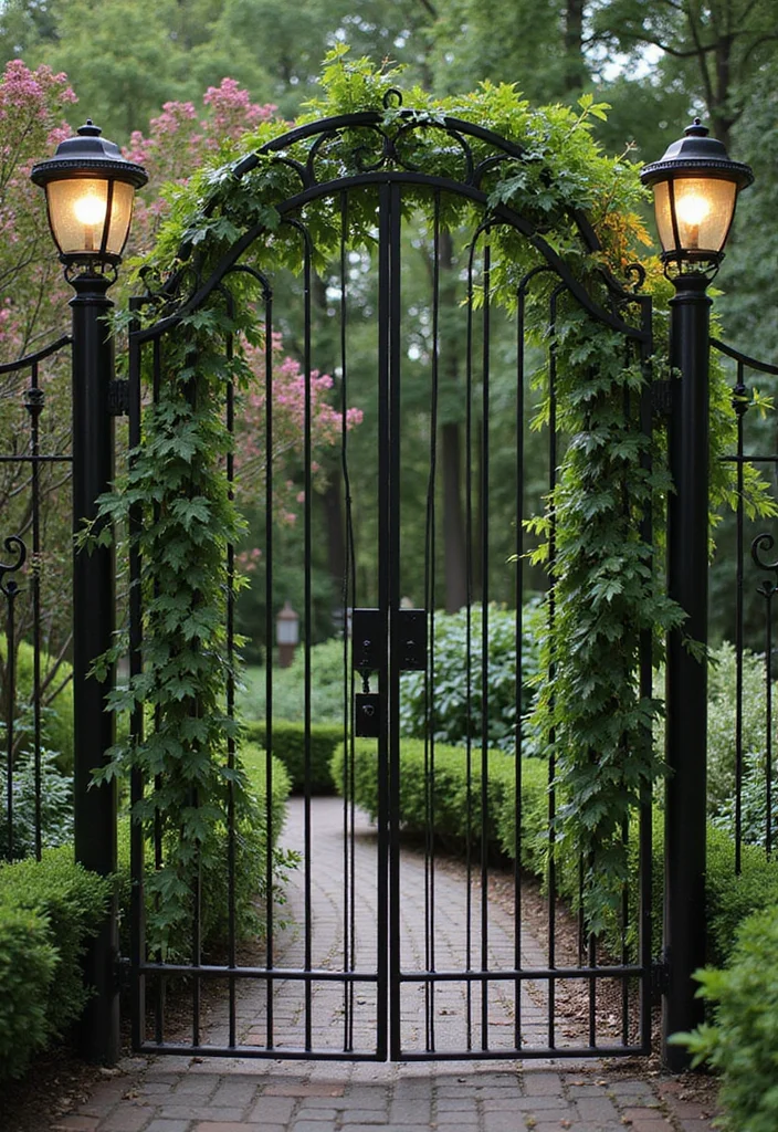 12 Fence Landscaping Ideas That Soften and Frame Your Yard - 3. Wrought Iron Elegance