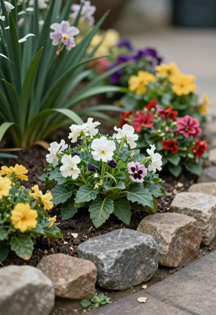 12 Flower Bed Edging Ideas for Crisp Defined Borders 1 12 Flower Bed Edging Ideas for Crisp Defined Borders - 1. Natural Stone Border