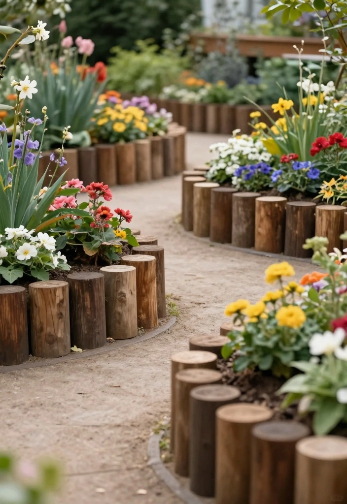 12 Flower Bed Edging Ideas for Crisp Defined Borders 12 12 Flower Bed Edging Ideas for Crisp Defined Borders - 2. Wooden Log Edging