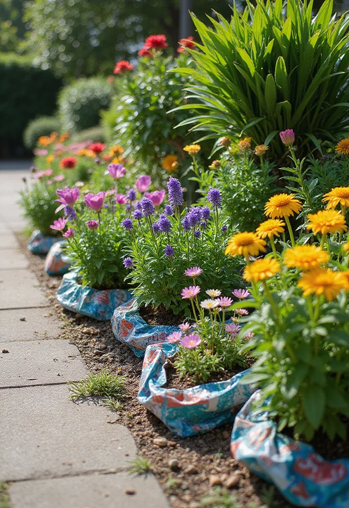 12 Flower Bed Edging Ideas for Crisp Defined Borders 45 12 Flower Bed Edging Ideas for Crisp Defined Borders - 5. Recycled Materials