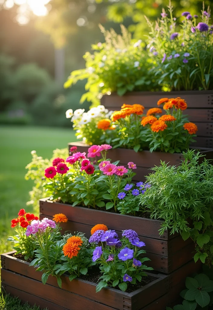 12 Flower Garden Bed Ideas That Beginners Can Design Easily 12 12 Flower Garden Bed Ideas That Beginners Can Design Easily - 2. Tiered Planter Boxes