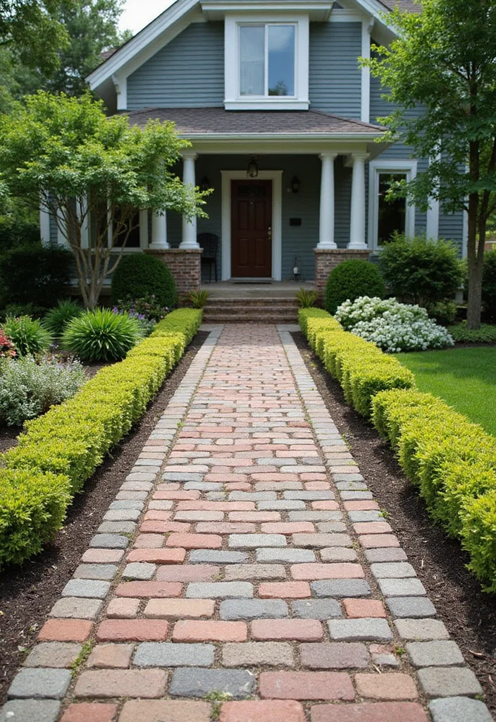 12 Front House Landscape Ideas That Boost Curb Appeal Fast - 5. Hardscaping with Recycled Materials
