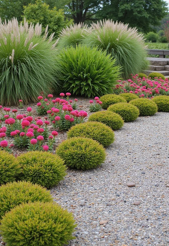 12 Front Lawn Flower Bed Ideas That Add Instant Charm 100 12 Front Lawn Flower Bed Ideas That Add Instant Charm - 10. Gravel and Greens