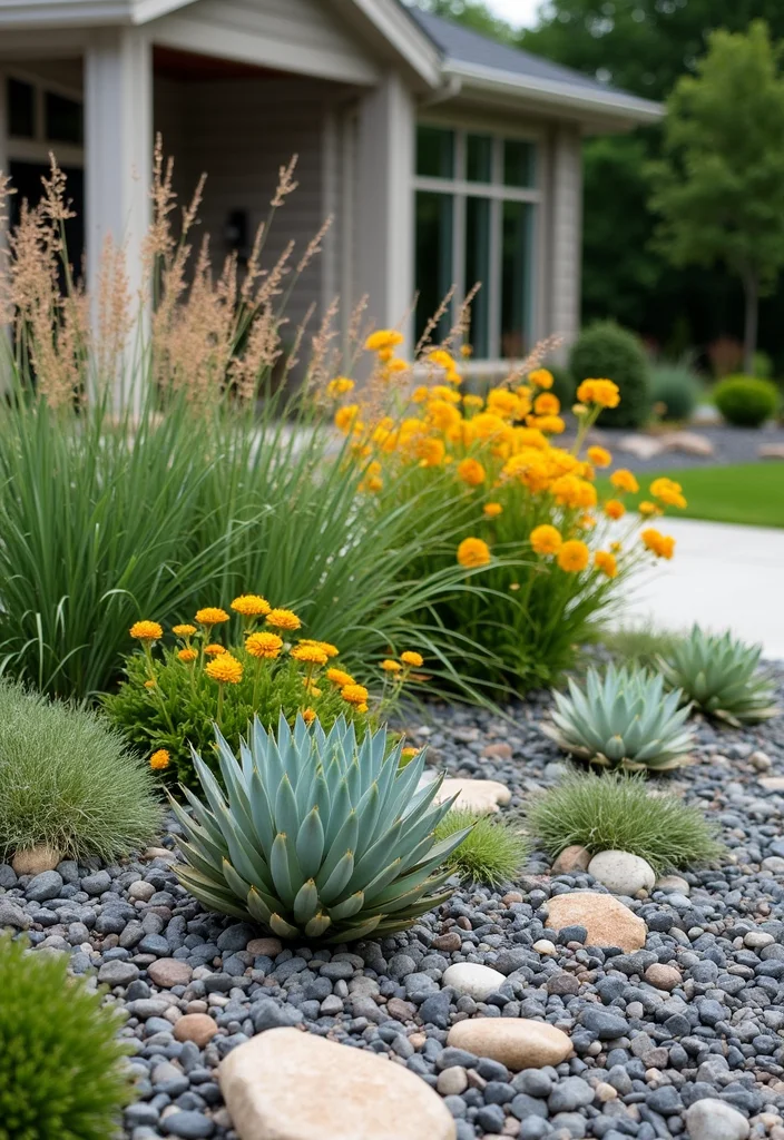 12 Front Lawn Flower Bed Ideas That Add Instant Charm 12 12 Front Lawn Flower Bed Ideas That Add Instant Charm - 2. Drought-Resistant Delight