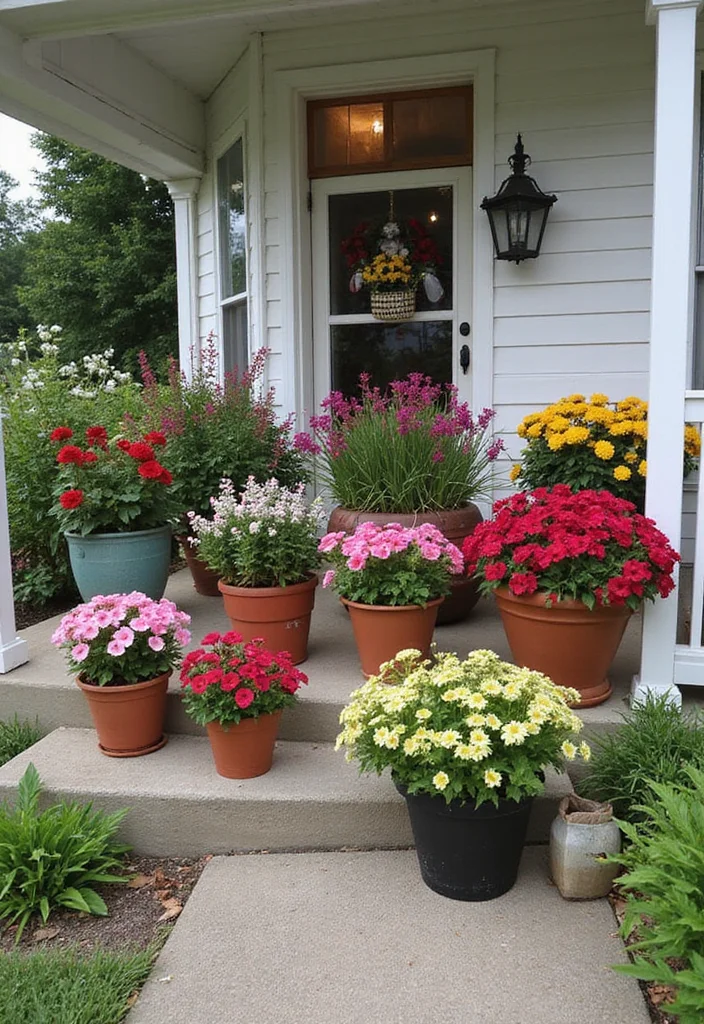 12 Front Lawn Flower Bed Ideas That Add Instant Charm 45 12 Front Lawn Flower Bed Ideas That Add Instant Charm - 5. Container Creativity