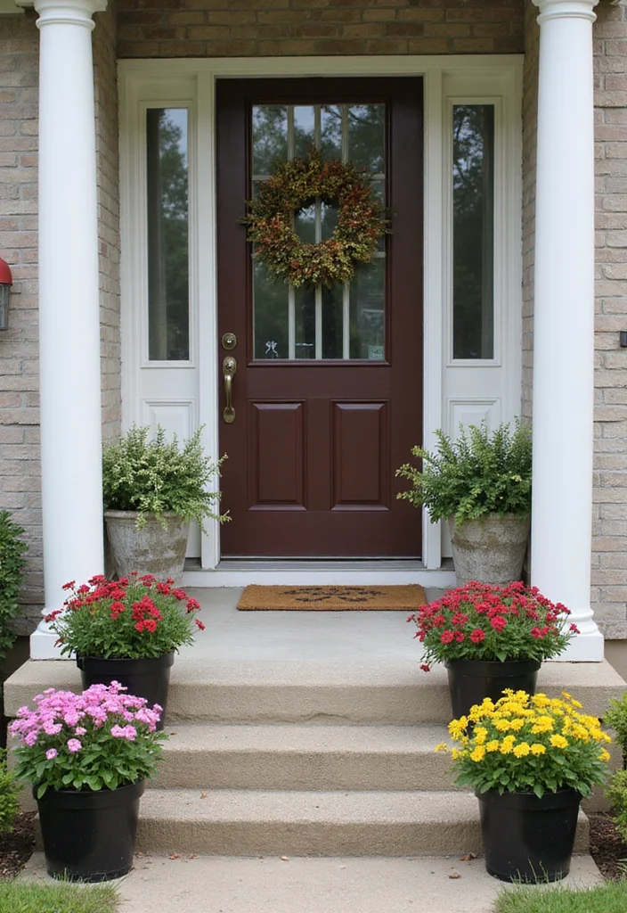 12 Front Porch Planter Ideas That Brighten Your Entryway - 3. Seasonal Splendor