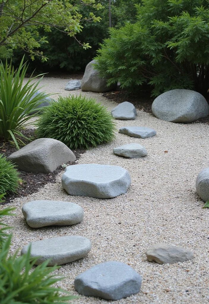 12 Front Yard Rock Landscaping Ideas With Simple Upkeep 1 12 Front Yard Rock Landscaping Ideas With Simple Upkeep - 1. Zen Rock Garden: A Tranquil Escape