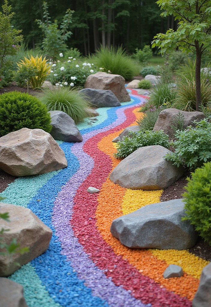 12 Front Yard Rock Landscaping Ideas With Simple Upkeep 100 12 Front Yard Rock Landscaping Ideas With Simple Upkeep - 10. Colorful Gravel Designs