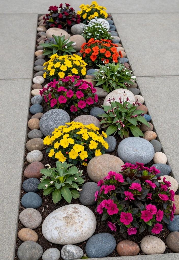 12 Front Yard Rock Landscaping Ideas With Simple Upkeep 12 12 Front Yard Rock Landscaping Ideas With Simple Upkeep - 2. Rock Borders for Flower Beds