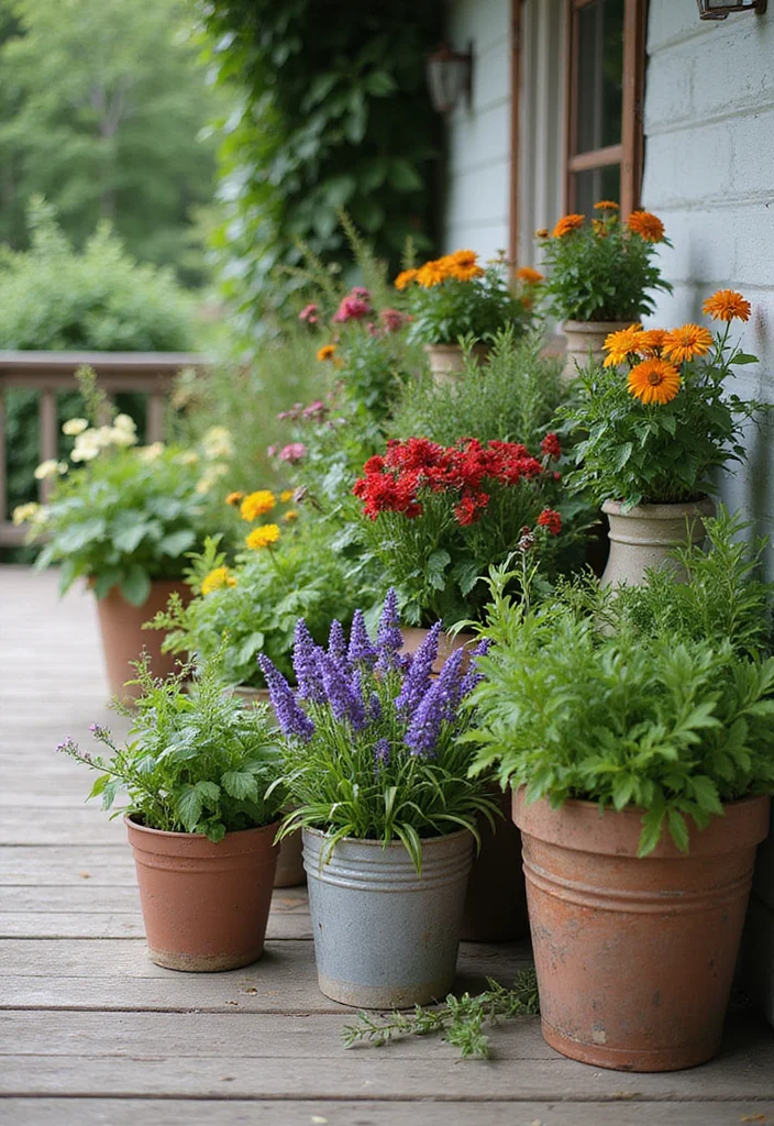 12 Landscaping Ideas Farmhouse Style for a Warm Welcoming Look 1 12 Landscaping Ideas Farmhouse Style for a Warm Welcoming Look - 1. Rustic Container Gardens