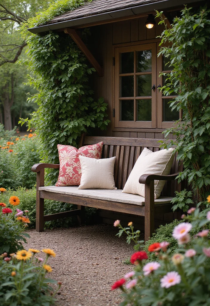 12 Landscaping Ideas Farmhouse Style for a Warm Welcoming Look 45 12 Landscaping Ideas Farmhouse Style for a Warm Welcoming Look - 5. Whimsical Garden Benches