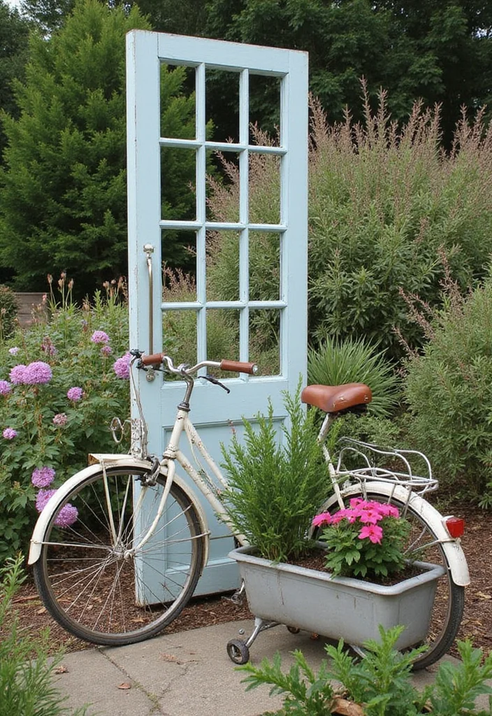 12 Landscaping Ideas Farmhouse Style for a Warm Welcoming Look 78 12 Landscaping Ideas Farmhouse Style for a Warm Welcoming Look - 8. Reclaimed Garden Decor