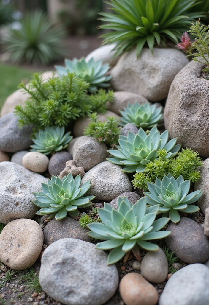 12 Rock Landscaping Ideas That Add Texture and Low Maintenance Charm - 3. Succulent Rock Gardens