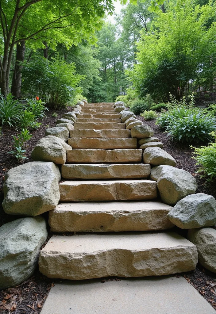 12 Rock Landscaping Ideas That Add Texture and Low Maintenance Charm - 8. Rock Steps for Elevation