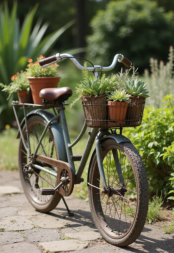 12 Unique Succulent Planter Ideas for Creative Displays 111 12 Unique Succulent Planter Ideas for Creative Displays - 11. Bicycle Planters