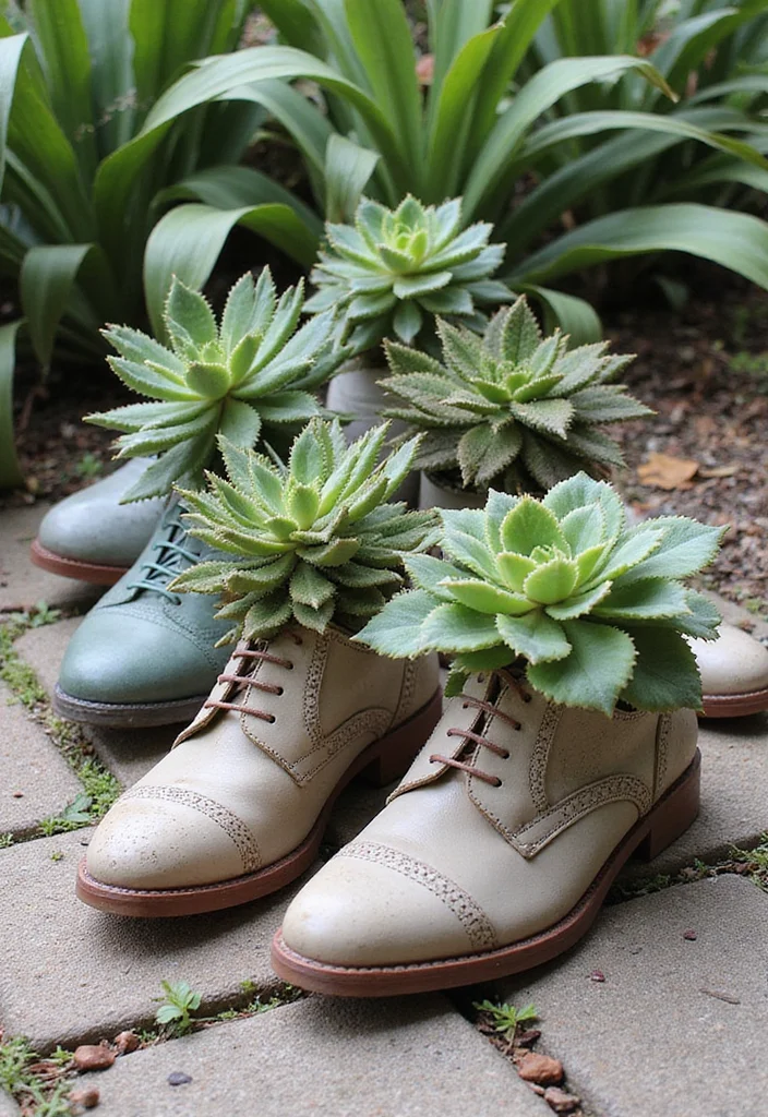 12 Unique Succulent Planter Ideas for Creative Displays 45 12 Unique Succulent Planter Ideas for Creative Displays - 5. Old Shoes