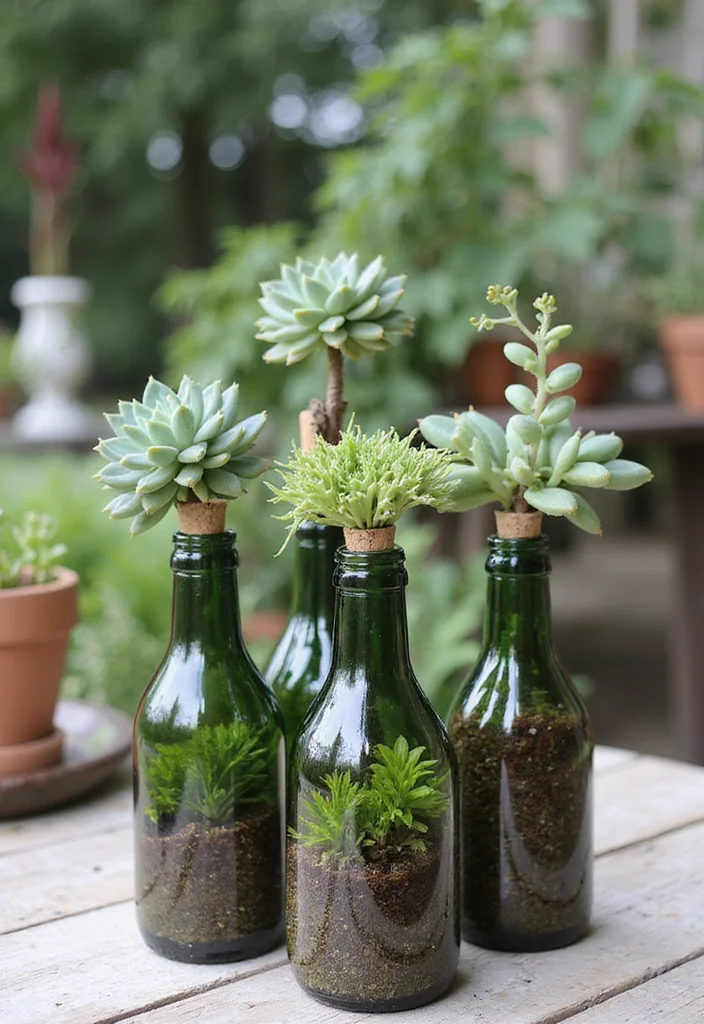 12 Unique Succulent Planter Ideas for Creative Displays 67 12 Unique Succulent Planter Ideas for Creative Displays - 7. Recycled Glass Bottles
