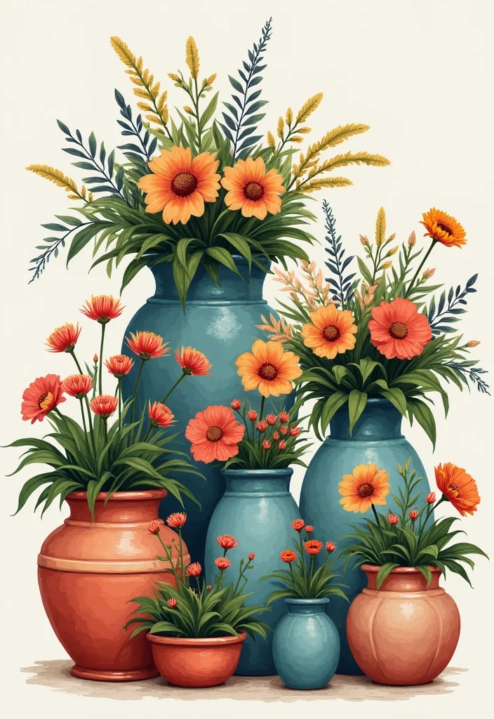 14 Flower Bed Ideas in Front of House to Refresh Curb Appeal - 7. Container Groupings