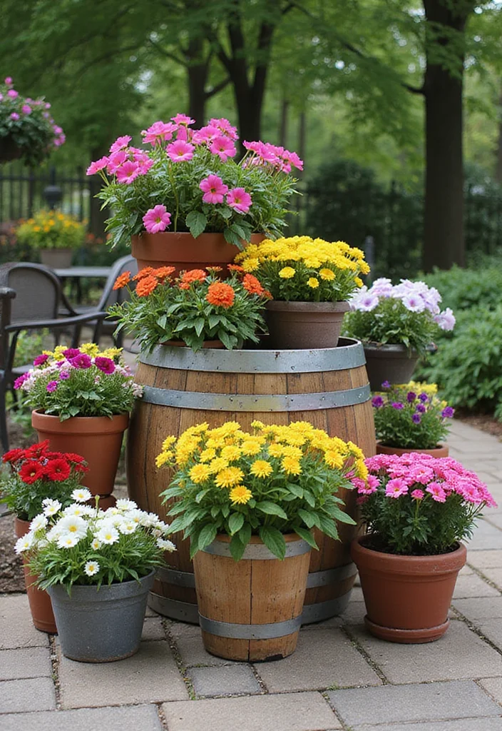 14 Flower Beds Landscaping Ideas for Colorful Garden Structure - 5. Container Flower Gardens
