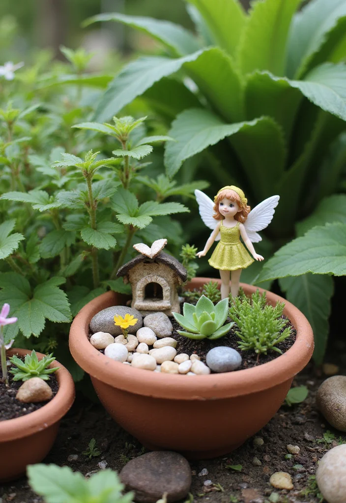 14 Flower Pot Arrangement Ideas for Balanced Seasonal Color 45 14 Flower Pot Arrangement Ideas for Balanced Seasonal Color - 5. Miniature Landscapes: Fairy Garden Charm
