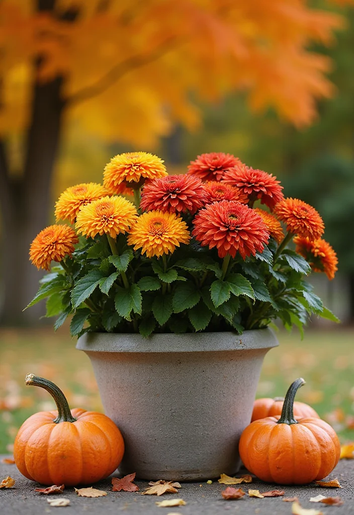 14 Flower Pot Arrangement Ideas for Balanced Seasonal Color 67 14 Flower Pot Arrangement Ideas for Balanced Seasonal Color - 7. Autumn Harvest: Seasonal Color Changes