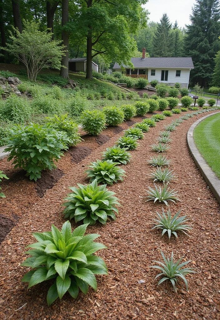 14 Landscape Ideas for Backyard Slope That Simplify Outdoor Living 133 14 Landscape Ideas for Backyard Slope That Simplify Outdoor Living - 13. Sustainable Mulching Techniques