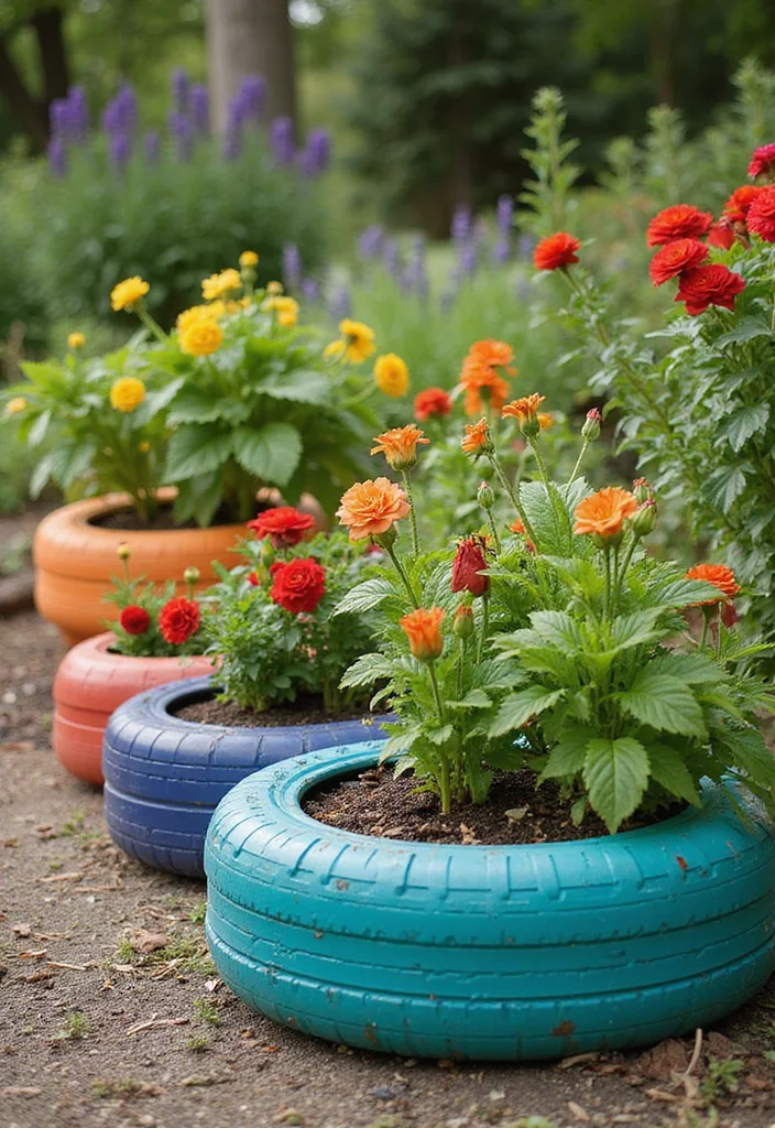 14 Planter Box Garden Ideas for Easy Home Growing 78 14 Planter Box Garden Ideas for Easy Home Growing - 8. Upcycled Tire Planters