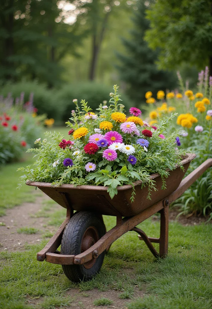 14 Planter Container Ideas That Elevate Your Outdoor Decor 100 14 Planter Container Ideas That Elevate Your Outdoor Decor - 10. Rustic Wheelbarrow Planters