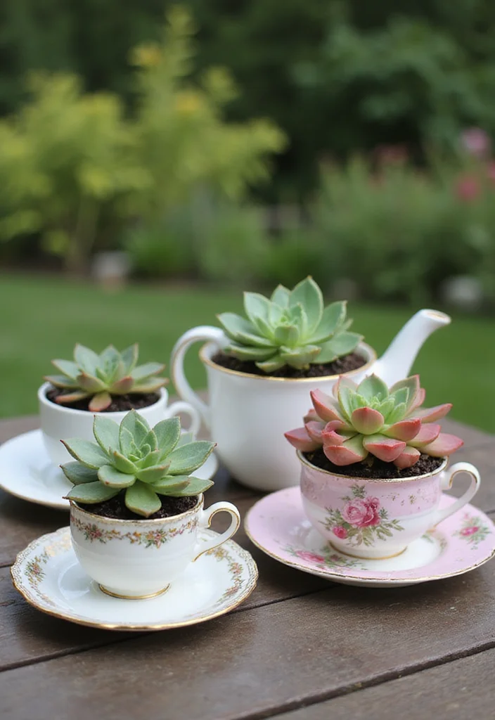 14 Planter Container Ideas That Elevate Your Outdoor Decor 122 14 Planter Container Ideas That Elevate Your Outdoor Decor - 12. Teacup Planters