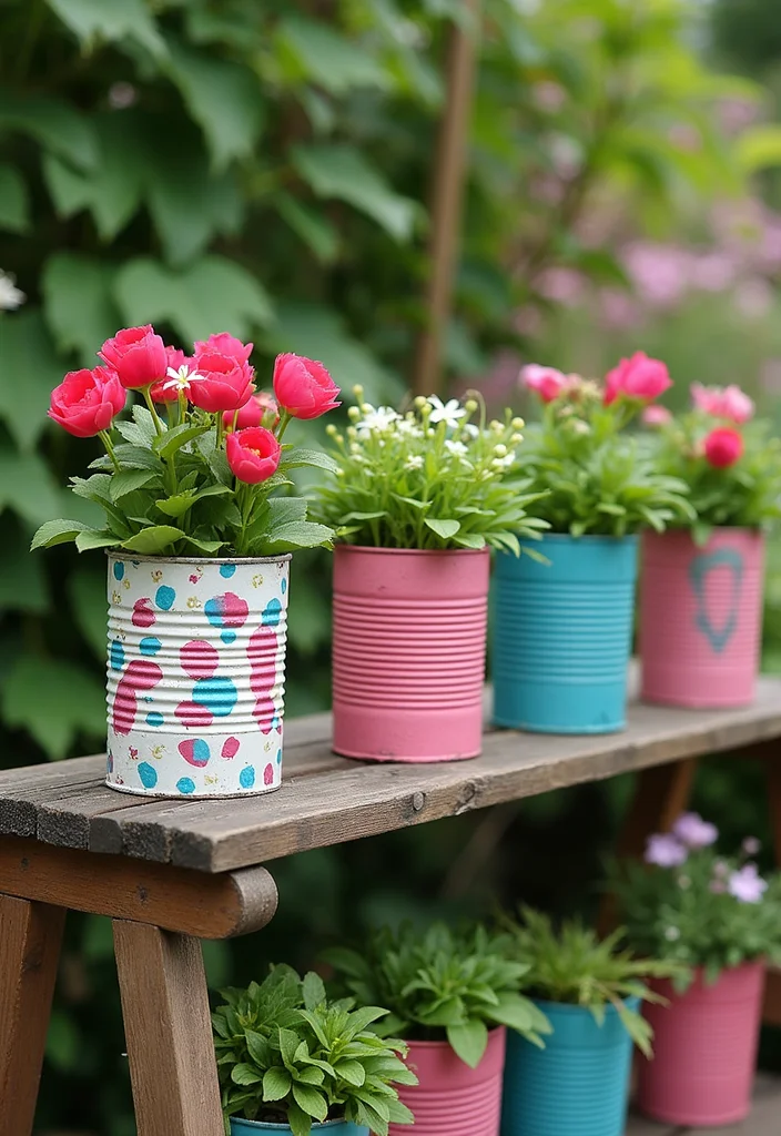 14 Planter Container Ideas That Elevate Your Outdoor Decor 23 14 Planter Container Ideas That Elevate Your Outdoor Decor - 3. Recycled Tin Can Planters