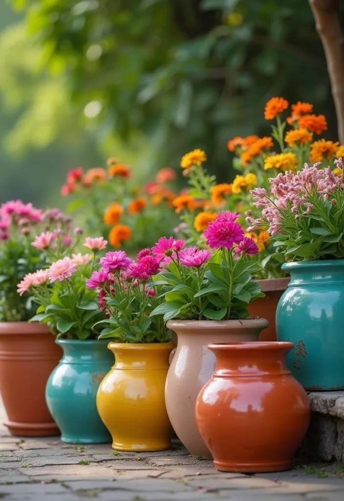 14 Planter Container Ideas That Elevate Your Outdoor Decor 89 14 Planter Container Ideas That Elevate Your Outdoor Decor - 9. Colorful Ceramic Pots