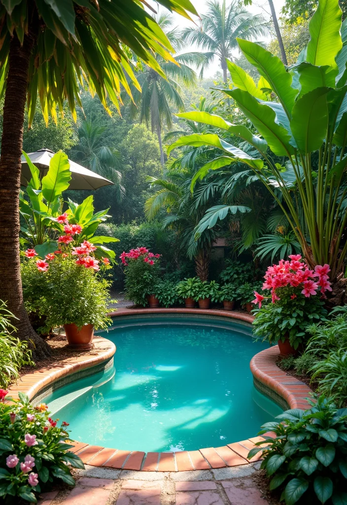 14 Pool Landscaping Ideas to Create a Relaxing Backyard Escape - 1. Lush Tropical Plant Borders