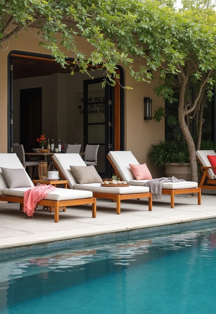 14 Pool Landscaping Ideas to Create a Relaxing Backyard Escape - 10. Stylish Poolside Furniture