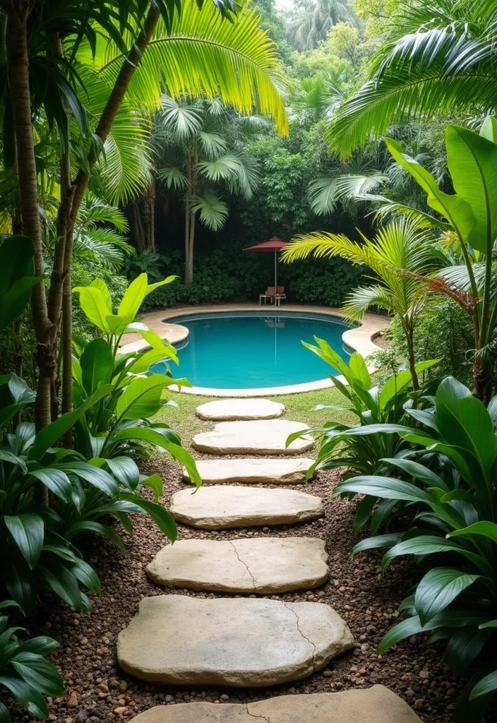 14 Pool Landscaping Ideas to Create a Relaxing Backyard Escape - 6. Natural Stone Pathways