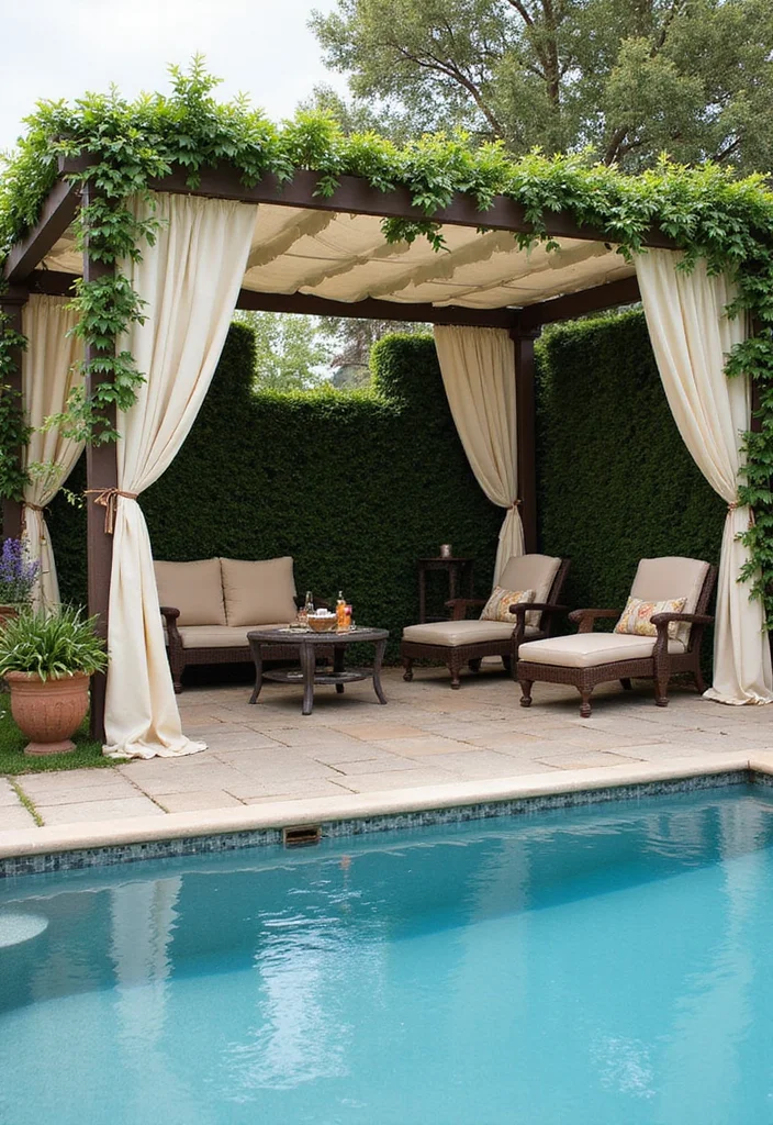 14 Pool Landscaping Ideas to Create a Relaxing Backyard Escape - 7. Shade Structures for Comfort
