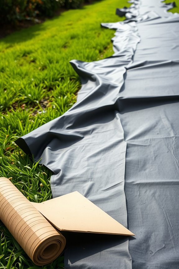cardboard for temporary weed suppression