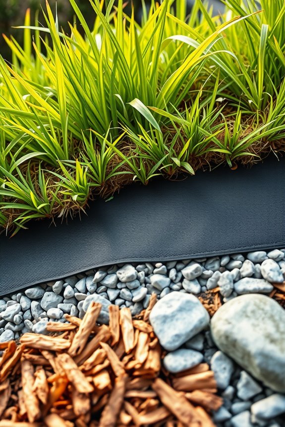 cover fabric with mulch or heavy rock