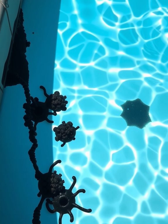 dead zones harboring black algae due to poor circulation