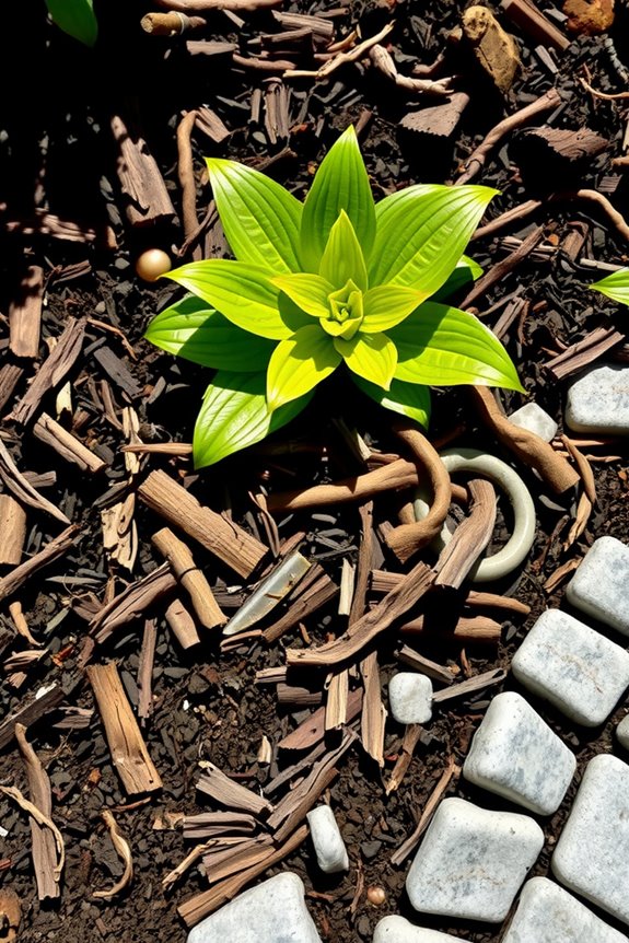 Mulch vs. Rock: 5 Things to Consider Before Choosing Your Landscaping → 5 Things to Consider Before Choosing Between Mulch and Rock for Better Landscaping 1 mulch feeds soil saves water