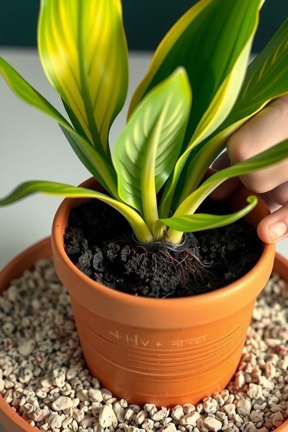 repot with fresh mix inspect roots