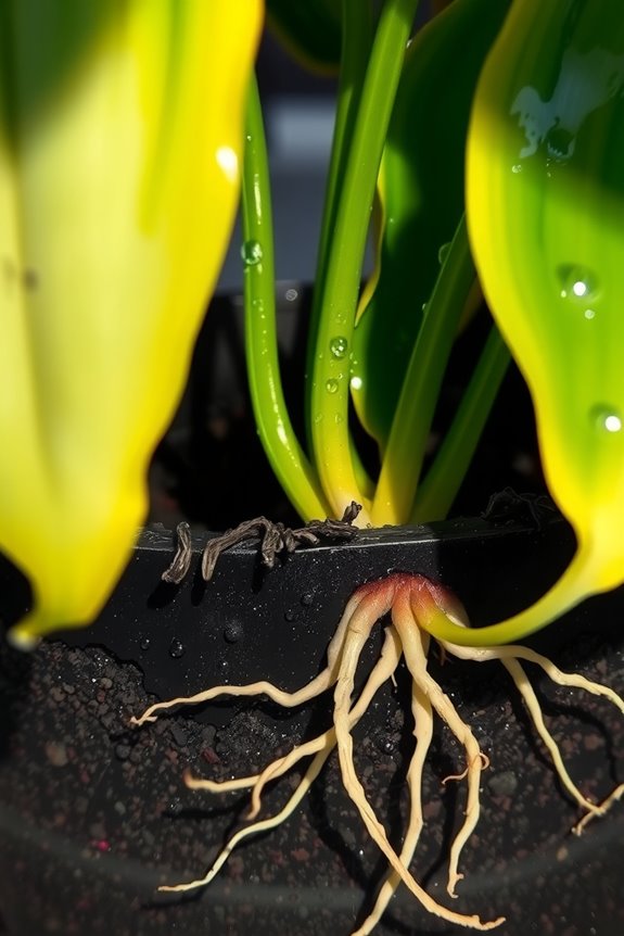root rot from overwatering repot trim dry soil