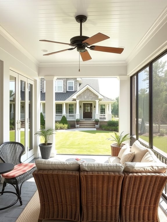 screened porch enhances cohesive curb appeal